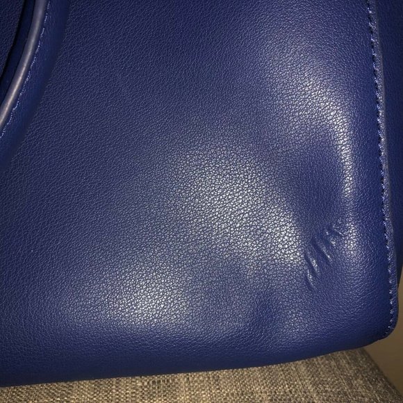 Joy Mangano E*Lite Leather Satchel BLUE - Picture 2 of 3